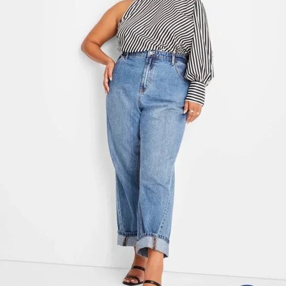 Future Collective Target Kahlana Barfield Brown Mid Rise Boyfriend Jeans - Picture 1 of 10